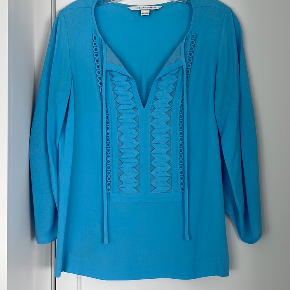Torquiouse 3/4 length sleeve Diane Von Furstenberg shirt